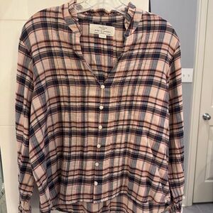 Birds of Paradis by Trovata Finley Pintuck Plaid Long Sleeve Button Up Shirt M